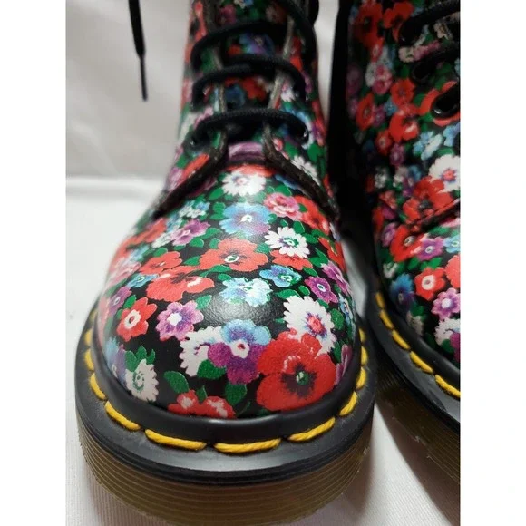 Dr. Martens 1460 Pascal Floral Mash Up Combat Boots Women Sz 5 Leather Lace Up - Picture 7 of 12